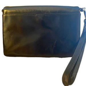 GENUINE LEATHER BLACK WALLET POUCH WRISTLET